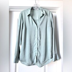 Express Women's Portofino Shirt Teal Button Down Shirt